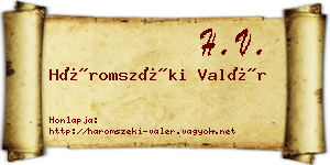 Háromszéki Valér névjegykártya